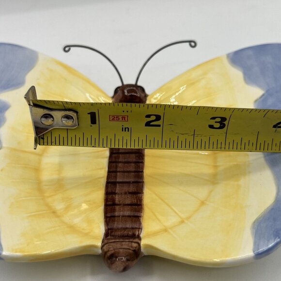 Yankee Candle Butterfly Ceramic Jar Holder 6.5"x5" Serene Blue Yellow Home Decor - Picture 4 of 10